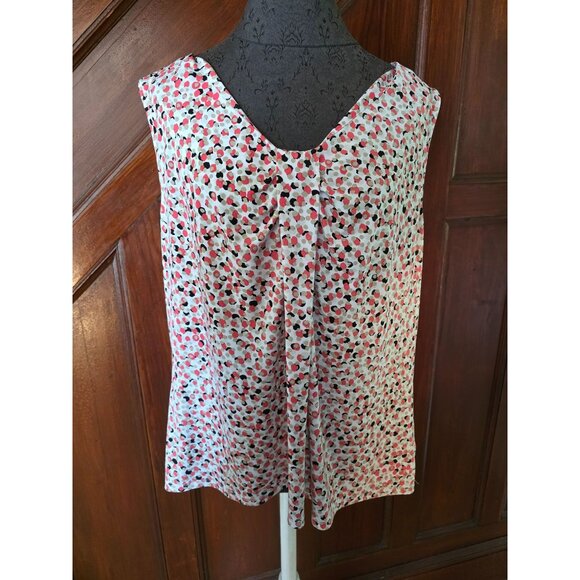 Jones Studio Womens Sleeveless Dotted Blouse 2X Pink & Black - Picture 1 of 7